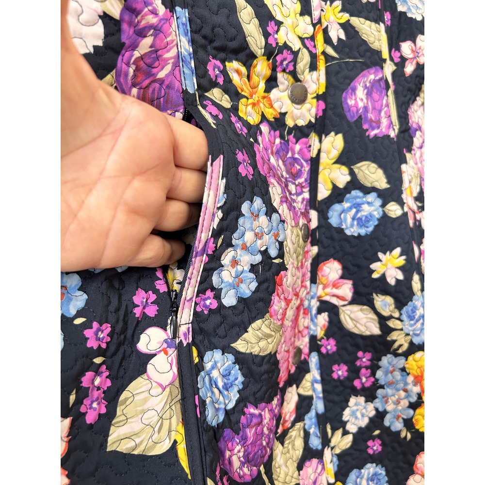 Neo Quilted Floral Maxi Coat Black Dark Floral Whimsigoth Hooded Jacket Cottage - Picture 12 of 16